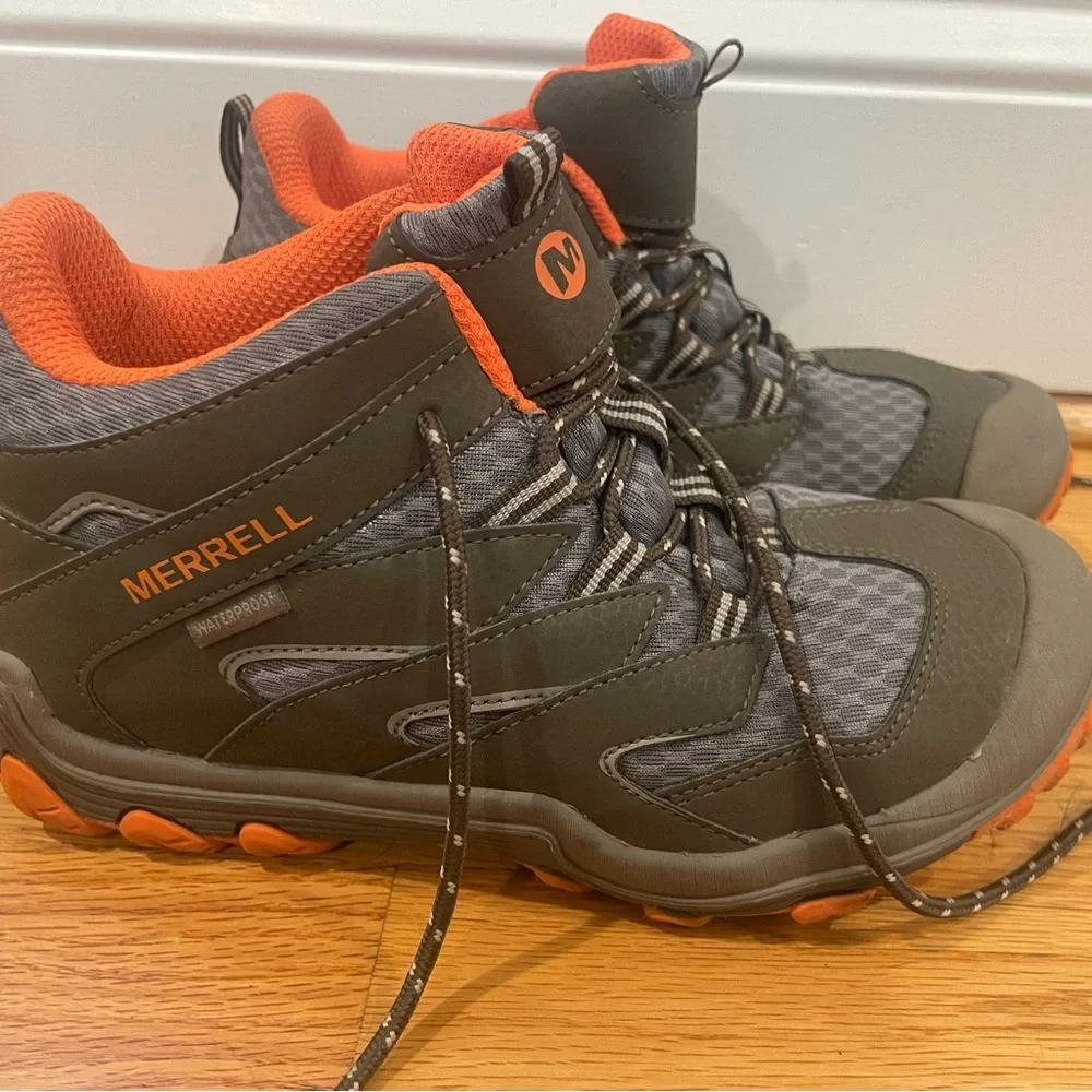 Kids Green and Orange Hiking Boots